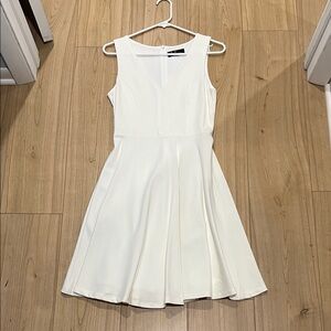 Lulu's White V-Neck Fit & Flare Mini Dress